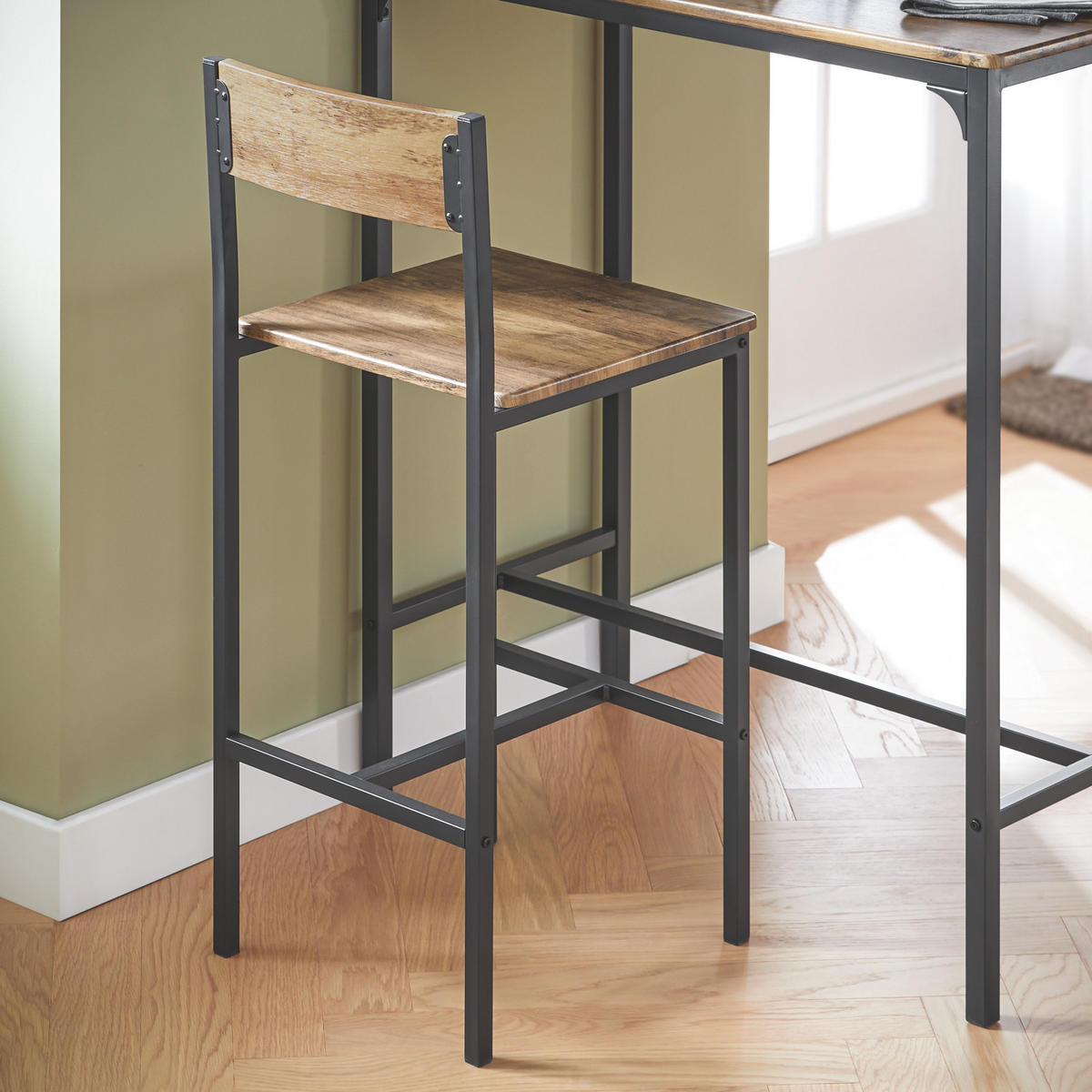 BARTISCH + 2 x BARSTÜHLE - Naturfarben, Holzwerkstoff (89/100/45cm) - SoBuy