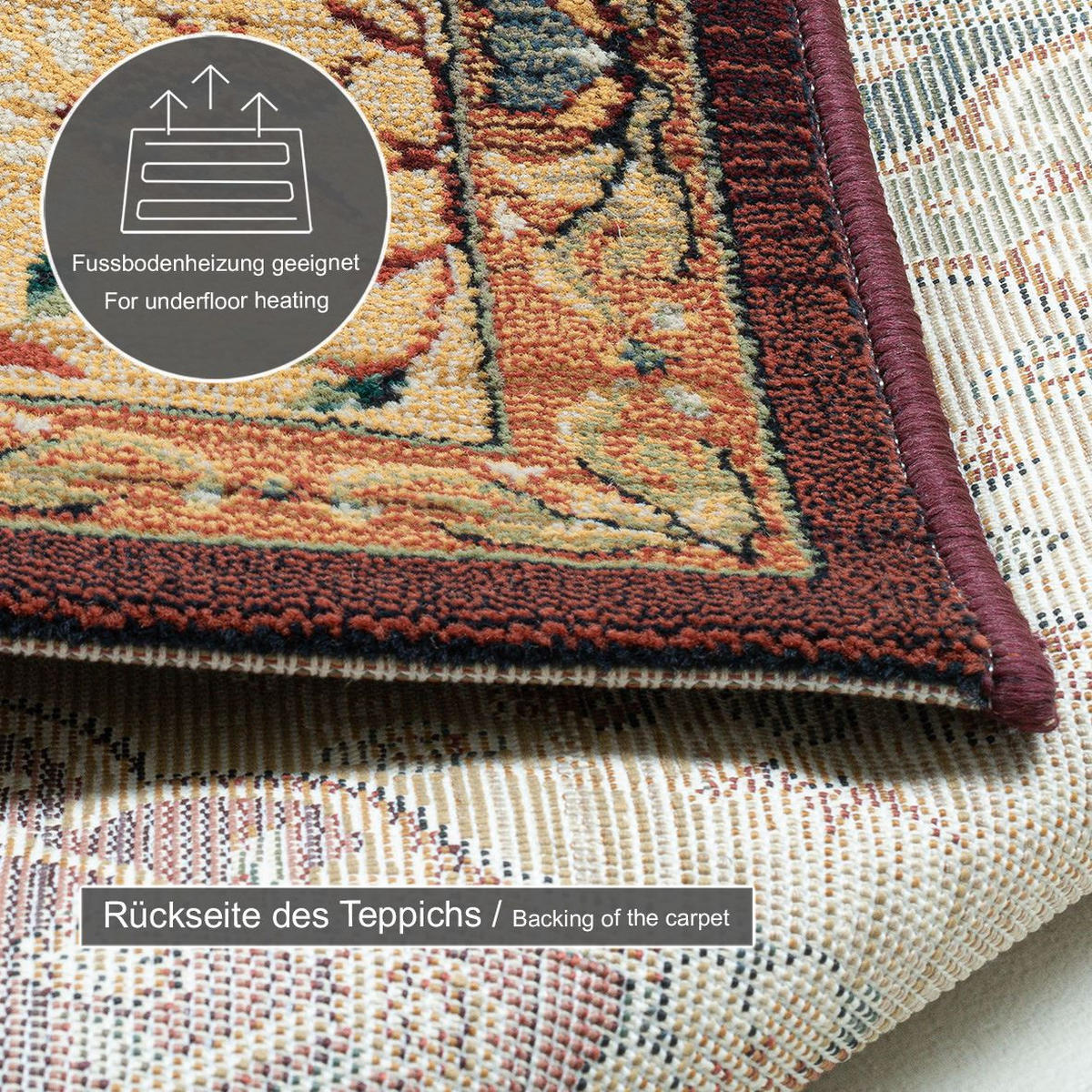 WEBTEPPICH Gabiro 208 80x300 cm - Rot, Textil (80/300cm) - THEKO