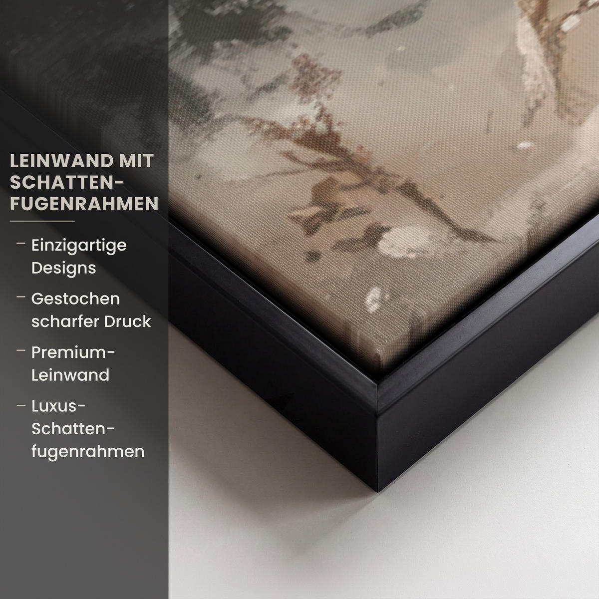 LEINWAND Bilder mit Rahmen - Weihnachten - Rentier - Winter - Kranz - 140x90 - Naturfarben, Textil (140/90cm) - MuchoWow