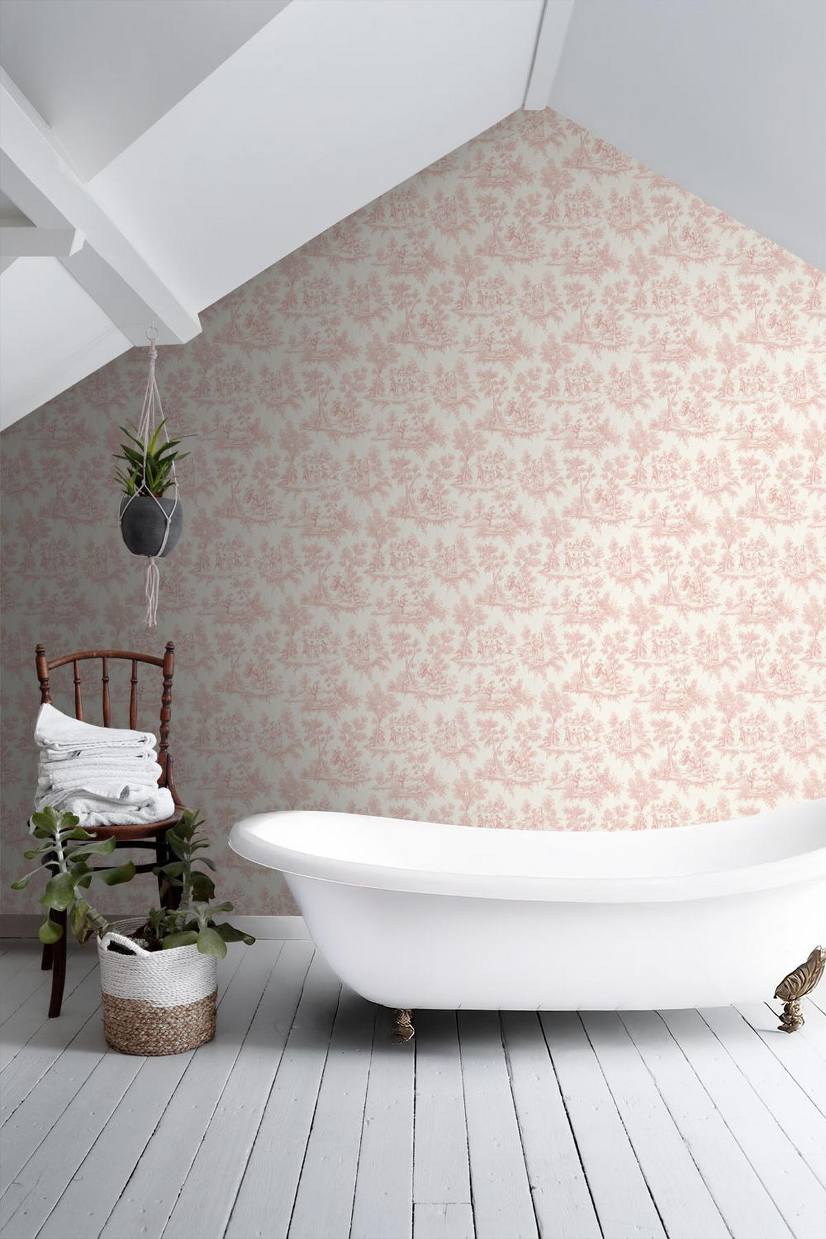 TAPETE Toile de Jouy 50 x 900 cm - Weiß, Papier (50/900cm) - ESTAhome