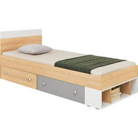 JUGENDBETT Pico in Eiche, Weiß und Grau - Jugendbett 120x200 cm - Braun, Holzwerkstoff