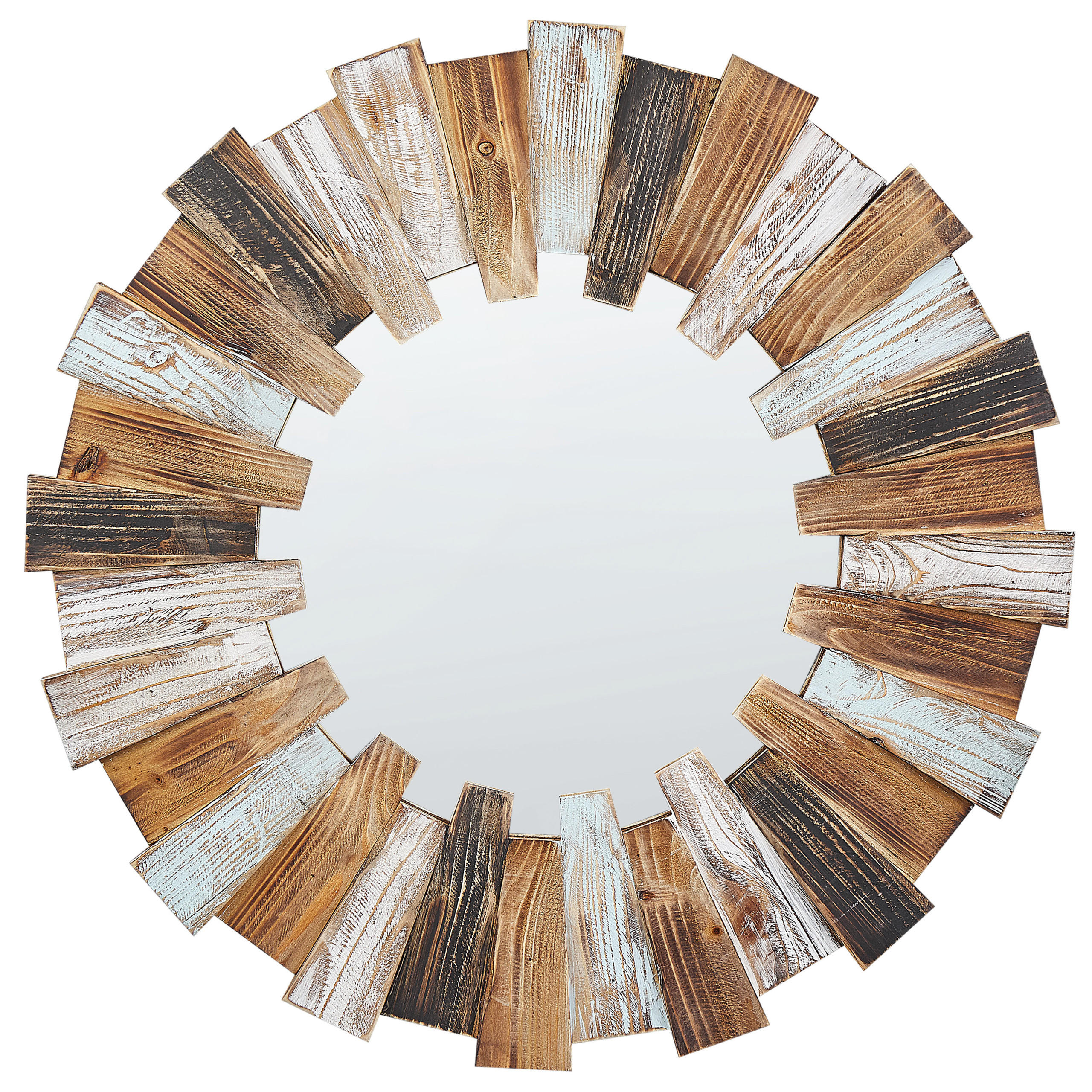 WANDSPIEGEL heller Holzfarbton rund 66 cm Ecatepec - Hellbraun/Schwarz, Holzwerkstoff (66/66/4cm) - Beliani