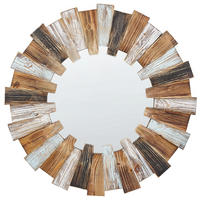 WANDSPIEGEL heller Holzfarbton rund 66 cm Ecatepec - Hellbraun/Schwarz, Holzwerkstoff (66/66/4cm) - Beliani