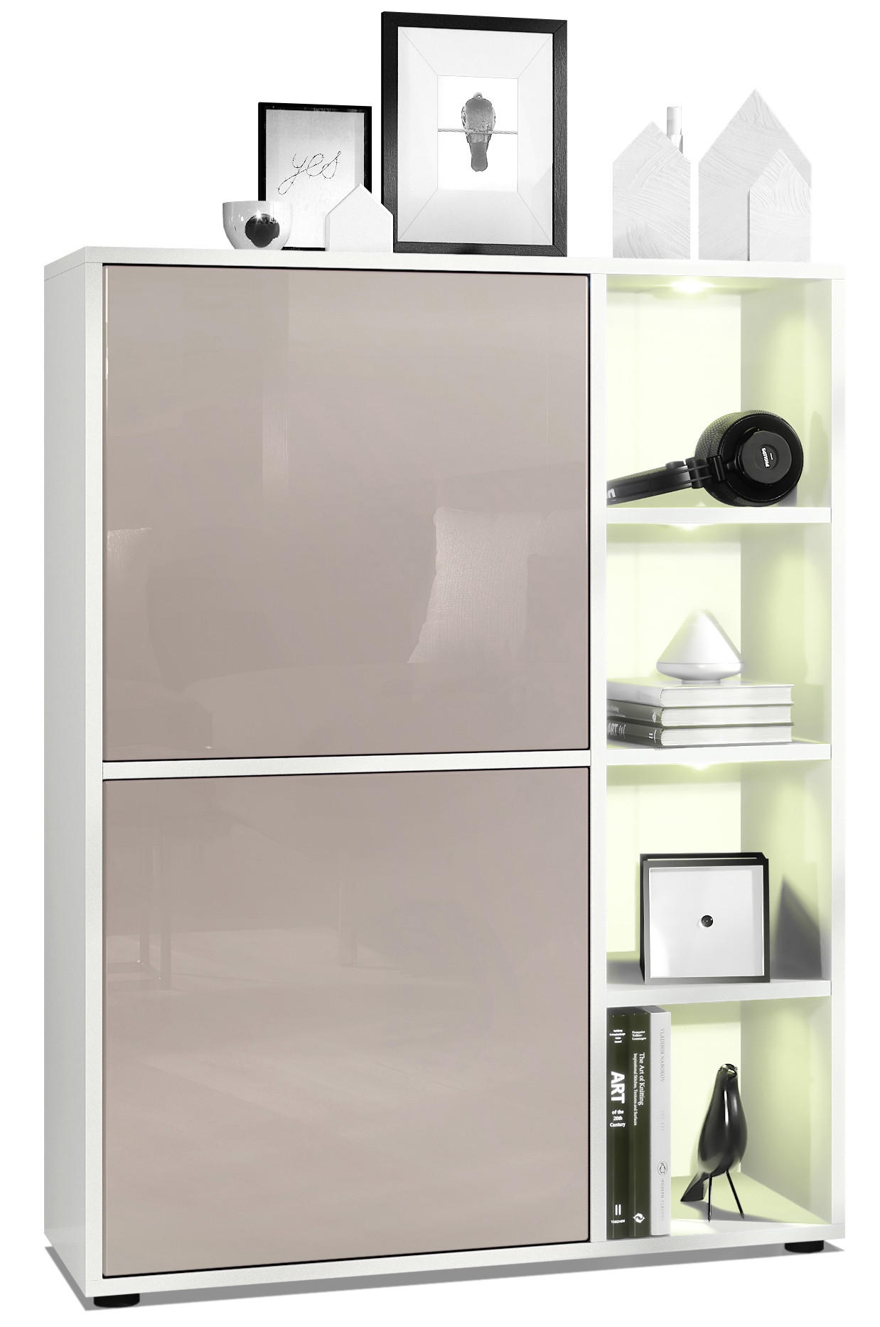 HIGHBOARD Cuba Türen in Sandgrau Hochglanz - Sandfarben, Holzwerkstoff (79/105.5/35.5cm) - Vladon