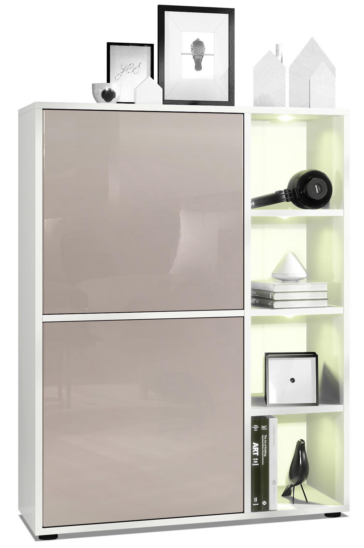 HIGHBOARD Cuba Türen in Sandgrau Hochglanz - Sandfarben, Holzwerkstoff (79/105.5/35.5cm) - Vladon