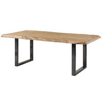 BAUMTISCH Mango 200x100x77 beige lackiert / U-Beine anthrazit glänzend FREEFORM 5 - Beige/Anthrazit, Holz (200/100/77cm) - Massivmoebel24