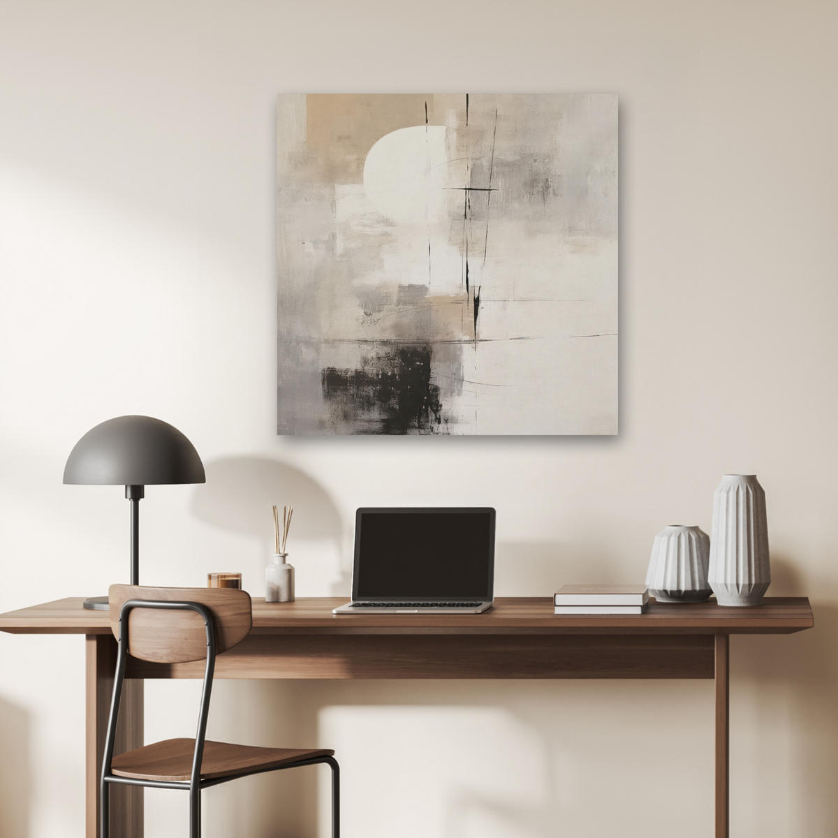 AKUSTIKBILD Abstrakt - Kunst - Grau Akustikpaneele 80x80 cm - Hellgrau, Kunststoff (80/80/0.9cm) - MuchoWow