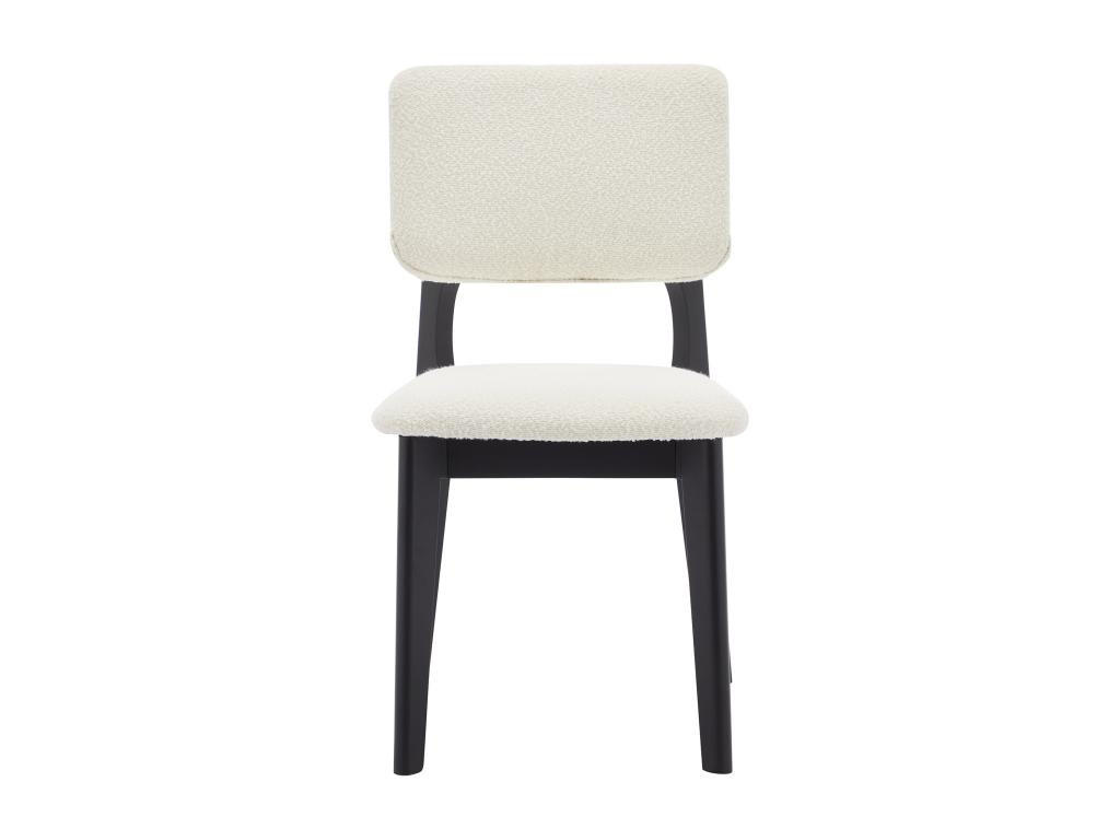 STUHL 2er-Set - Bouclé-Stoff & Kautschukholz - Weiß & Schwarz - JASMENA - Weiß, Textil (52/87/46.5cm) - Vente-Unique