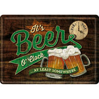 MINIBLECHSCHILD 10/14 cm Open Bar Beer O' Clock Glasses - Multicolor, Metall (14/10/0.1cm) - Nostalgic-Art