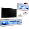 WOHNWAND TIVOLI SET3-WHITE/WHITE+BLU Offener Raum Weiß Weiß - Weiß, Glas/Holzwerkstoff (240/195/35cm) - Komodee