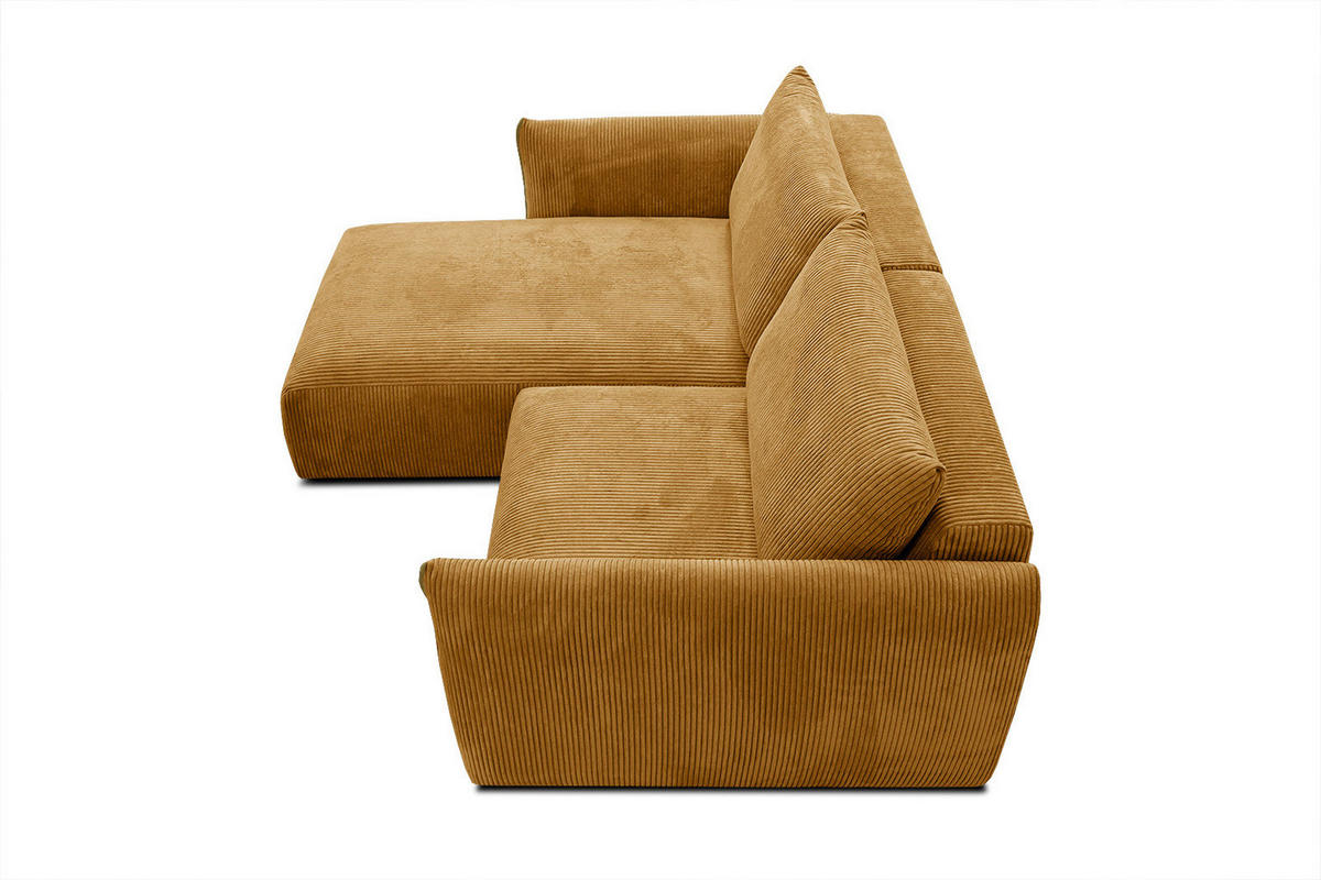 ECKSOFA TAUER 3-Sitzer, honig - Schwarz/Honig, Holzwerkstoff/Kunststoff (173/206cm) - Courtois Laville