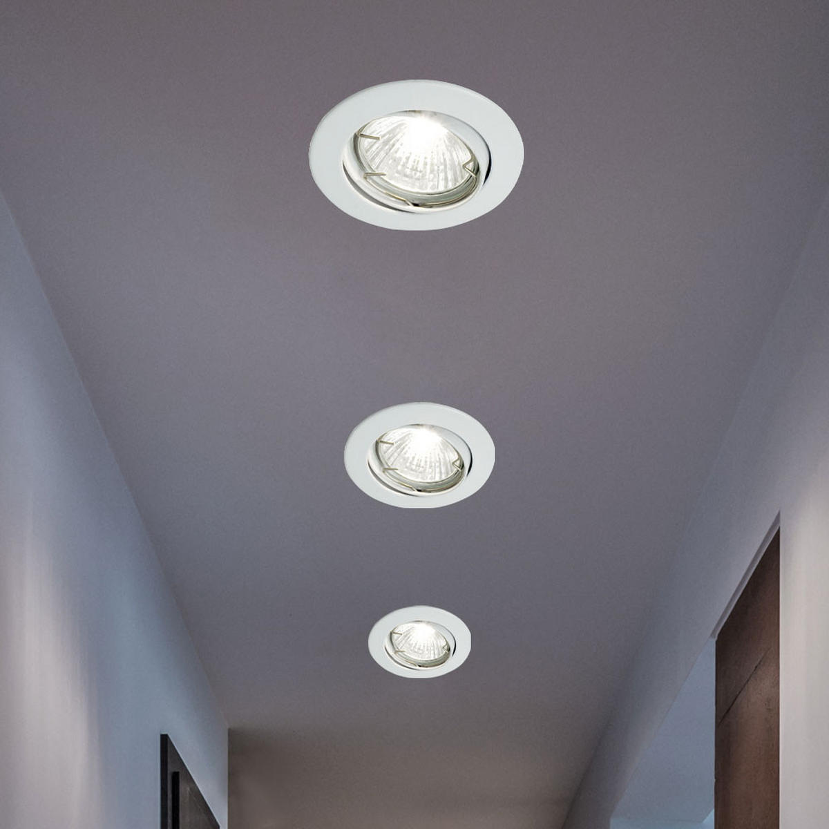 LED EINBAULEUCHTE Metall Silber rund 3er Set - Silberfarben, Metall (8/8/11cm)