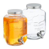 2XGETRÄNKESPENDER - Transparent, Glas/Metall (4L) - Relaxdays