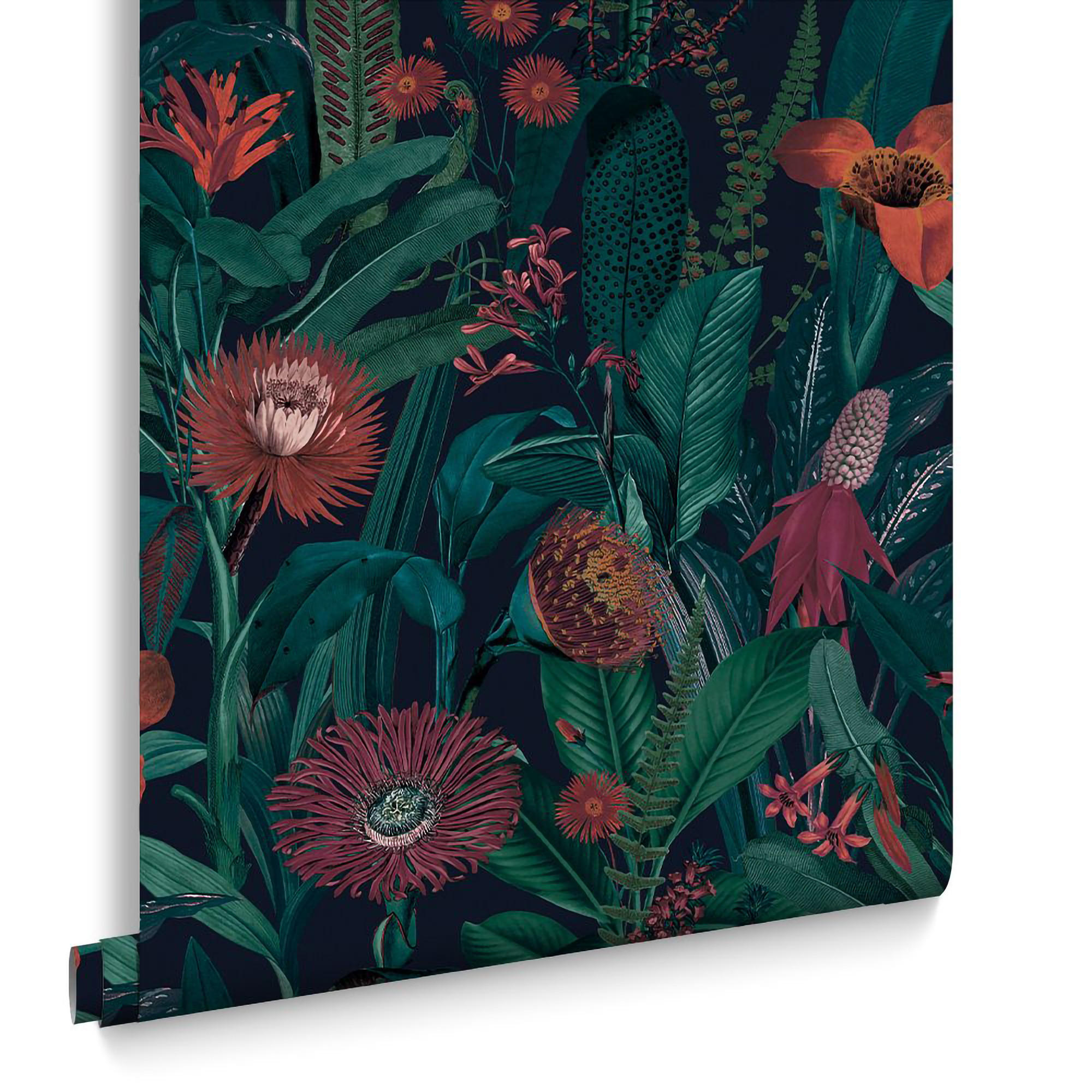 VLIESTAPETE Tigerlily Midnight - Schwarz, Papier/Kunststoff (52/1005cm) - Graham & Brown