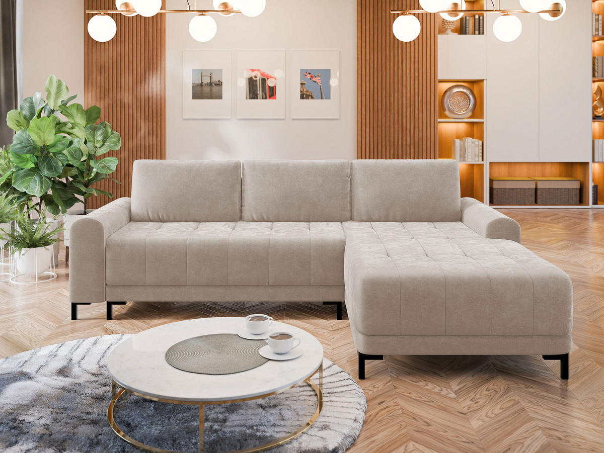 ECKSOFA Aris L, Seite: Rechts - Schwarz/Naturfarben, Holz/Textil (258/168cm) - MIRJAN24