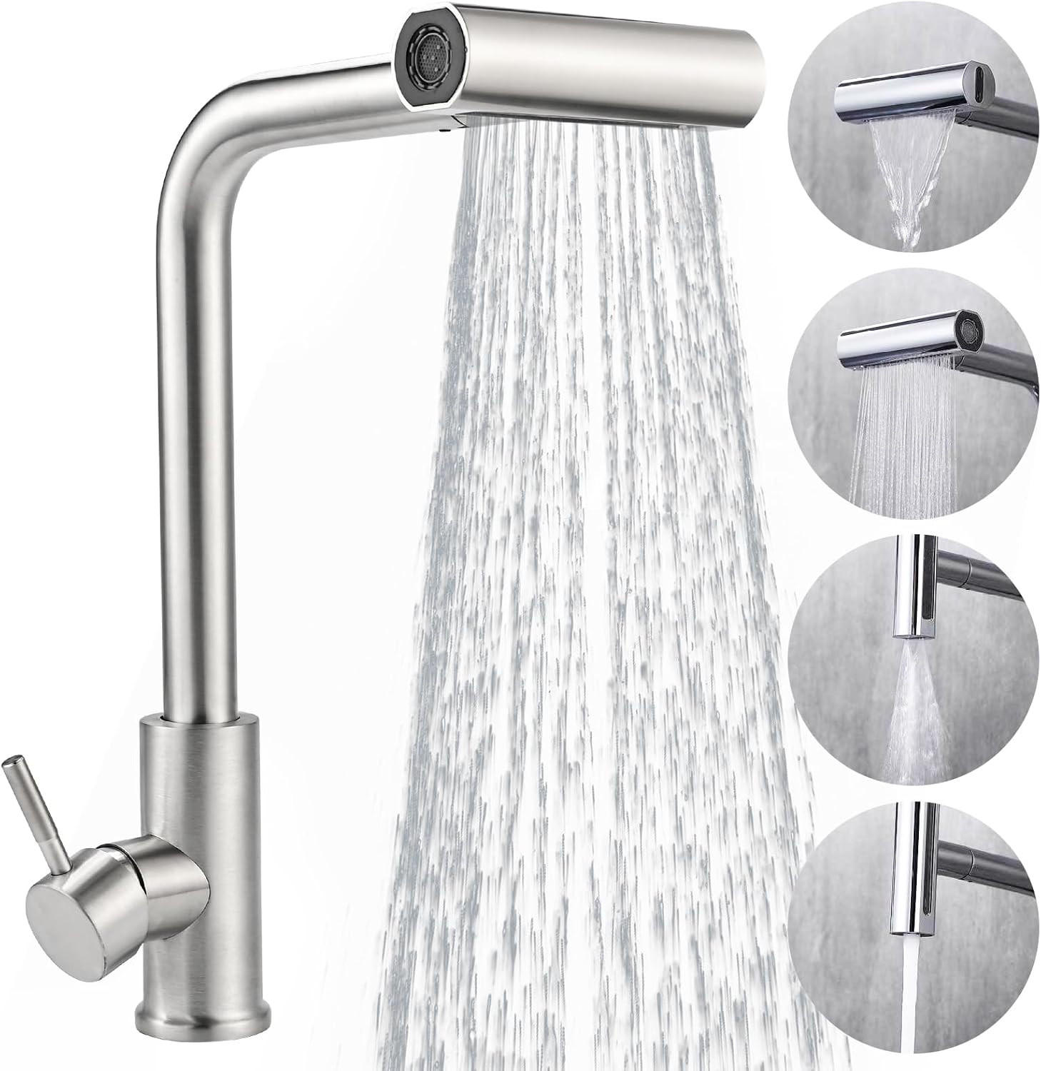 WASCHTISCHARMATUR , Küchenarmatur mit ausziehbarer Brause - Grau, Metall (13/3.1/36cm) - BELZ