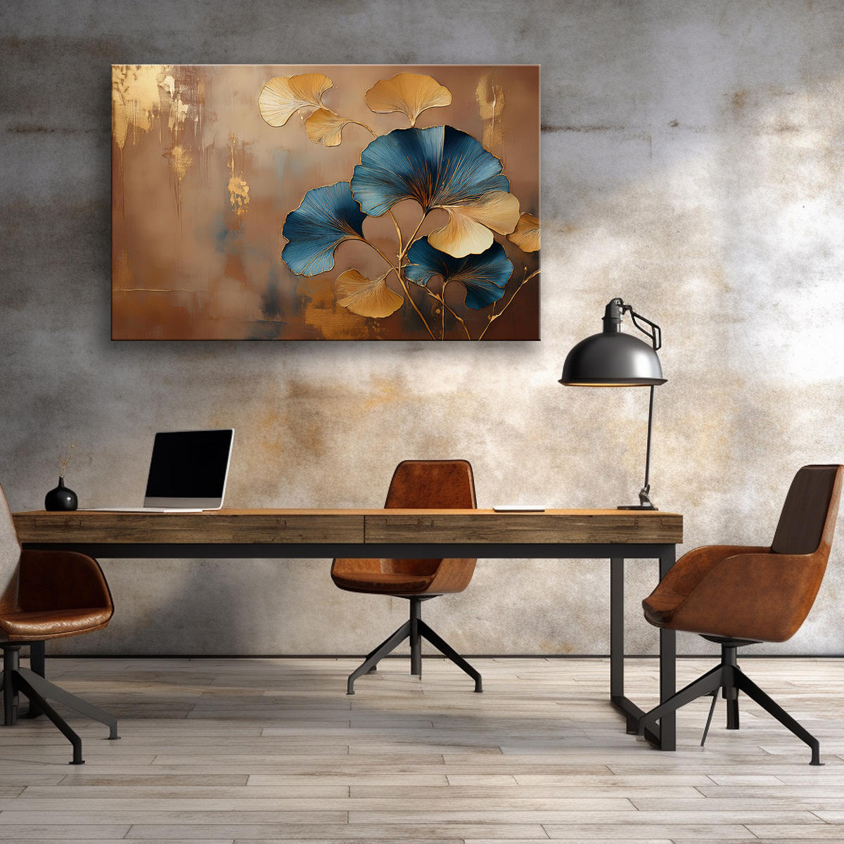 WANDBILD ginkoblumen botanica glamour - Braun, Textil (60/40cm) - Feeby