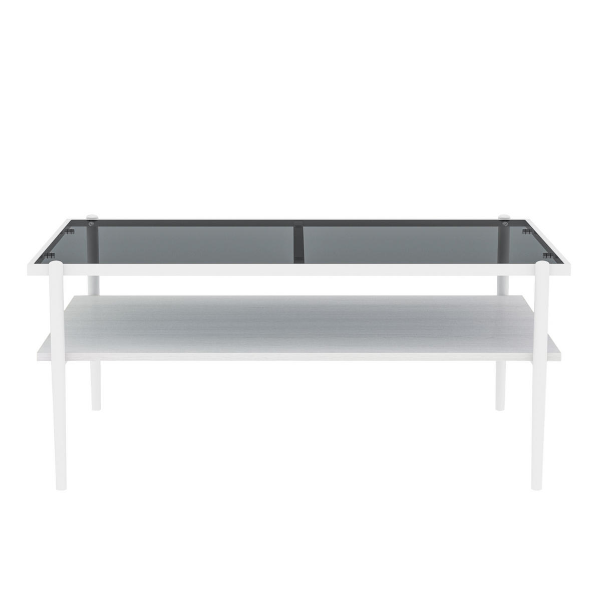 KONFERENČNÍ stolek 97,5/61,5/45 cm šedý a bílý z MDF a skla s tvrzenou deskou - bílá, sklo (97.5/61.5/45cm) - OKWISH