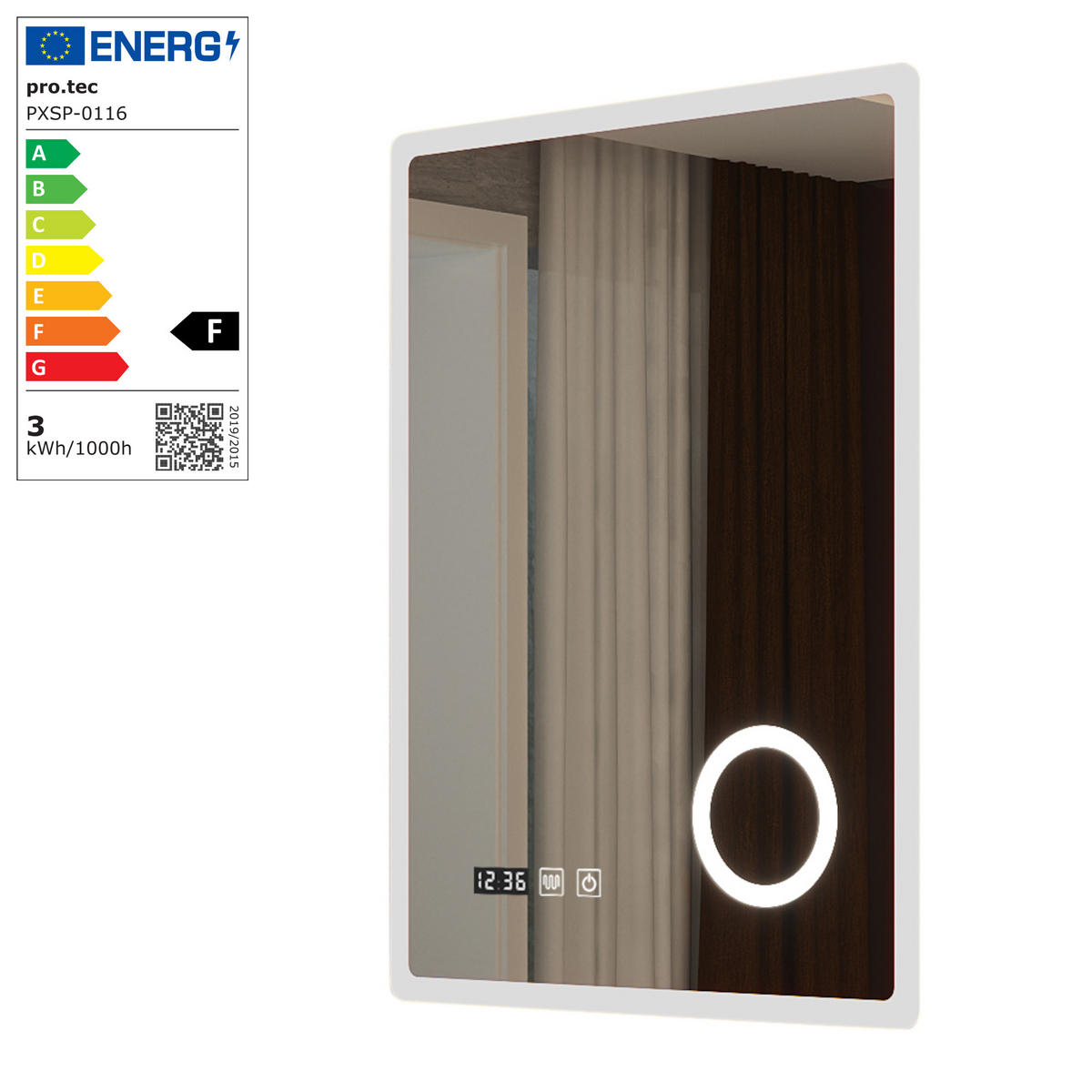 KOUZELNÉ ZRCADLO Racale - bílá, kov/sklo (60/80/3cm) - pro.tec