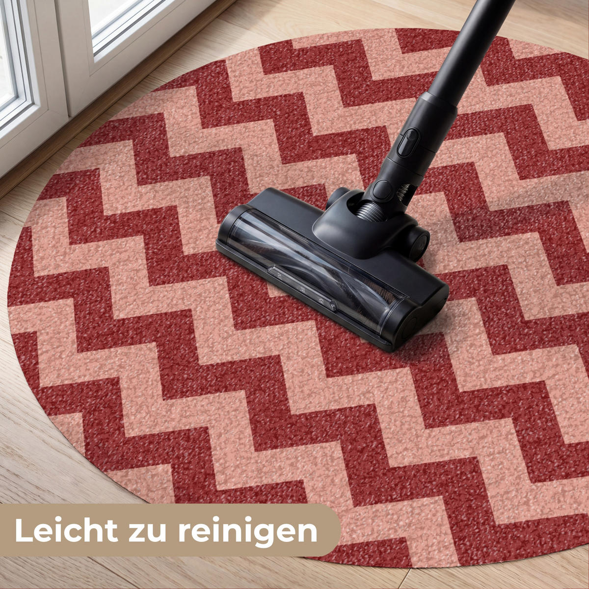 ROHOŽKA Klikatá - Pruhy - Vzor - Červená 90x90 cm - bordeaux, textil/umělá hmota (90/0.4cm) - MuchoWow