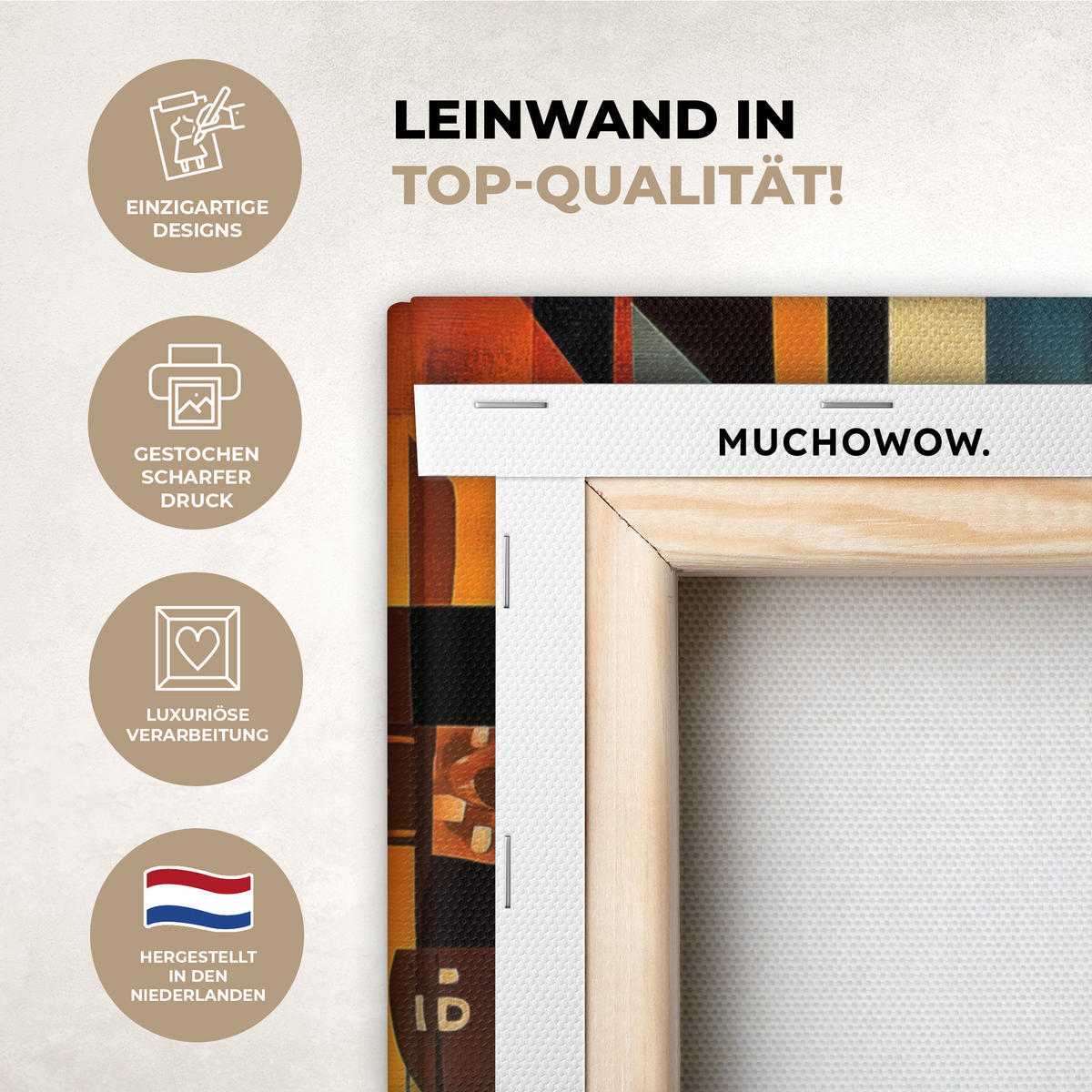 LEINWANDBILD Figuren - Abstrakt - Symbole 30x40 cm - Terracotta, Textil (30/40cm) - MuchoWow