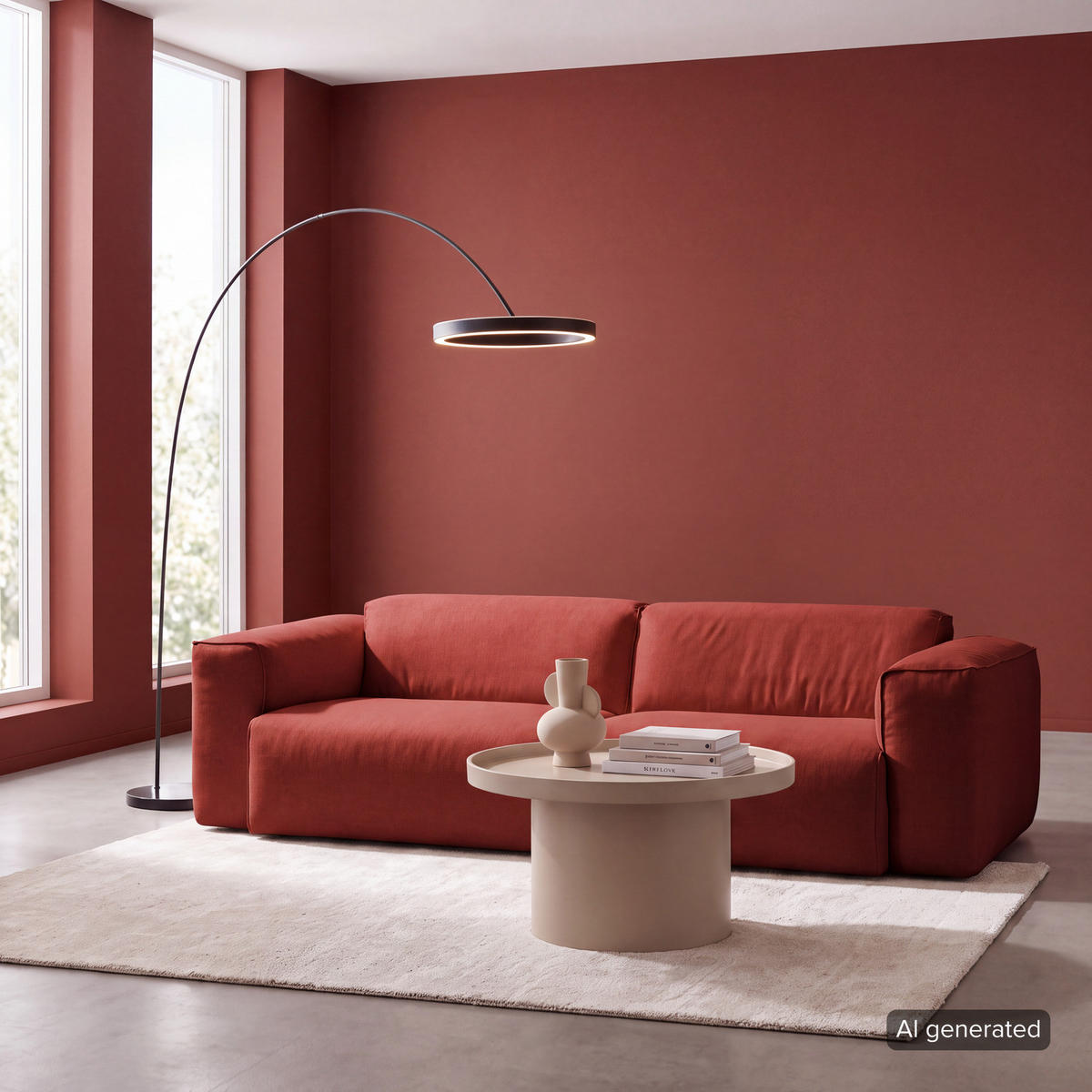 3-SITZER SOFA - Rot/Schwarz, Kunststoff/Textil (251/71/102cm) - home24