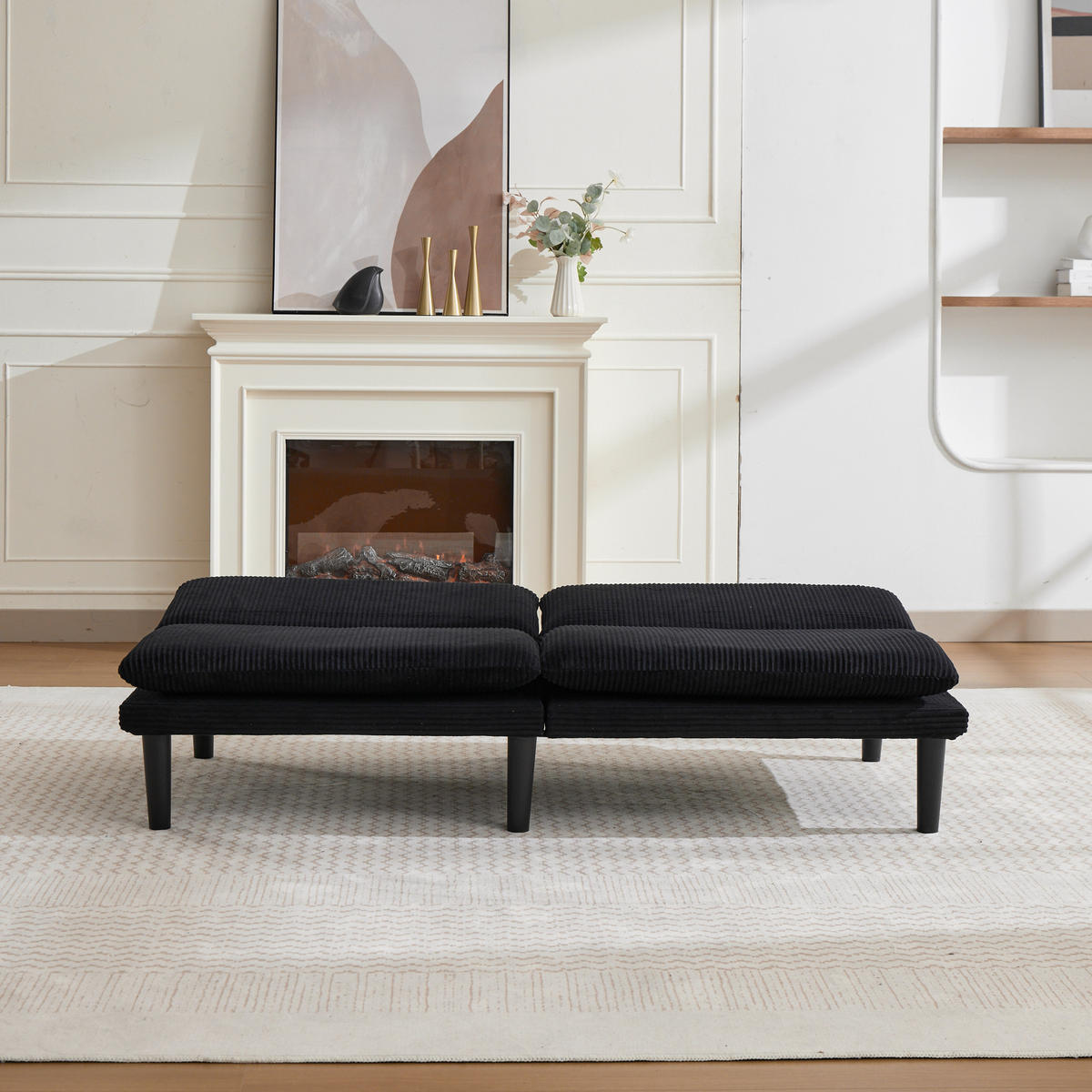 SCHLAFSOFA 167/43/67 cm in Schwarz Cord - Schwarz, Textil (86/67/168cm) - Oxeza
