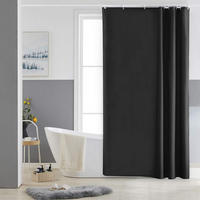 DUSCHVORHANG Schwarz klein Polyester wasserdicht waschbar schimmelresistent mit Haken - Schwarz, Textil (180/120cm) - MCBOSON