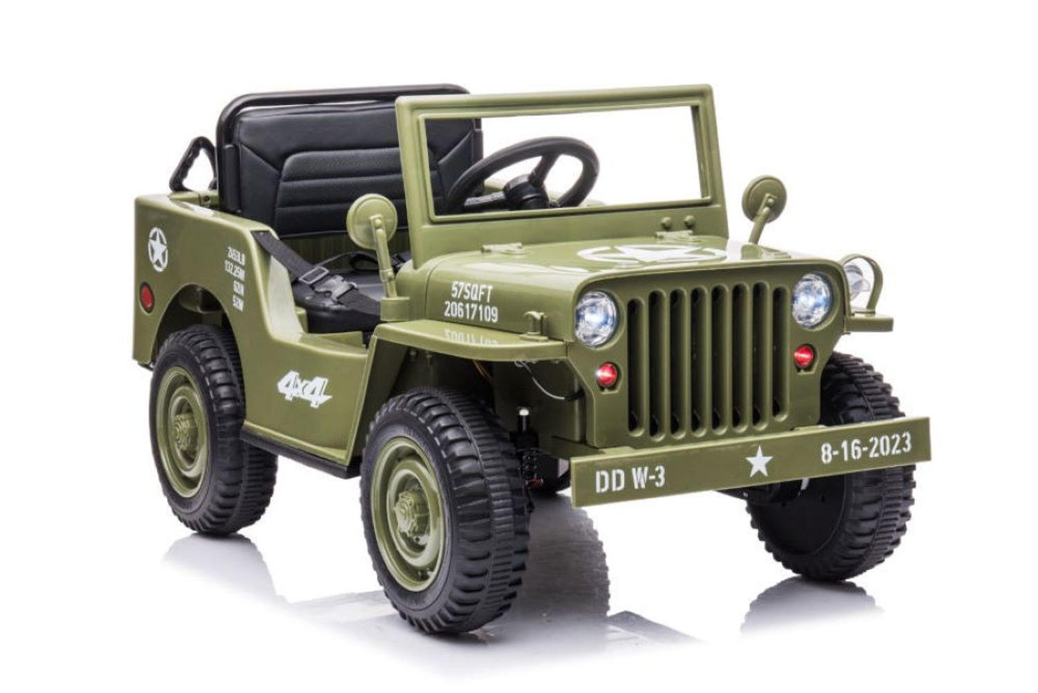 KINDER ELEKTROAUTO Offroad Militär grün Allradantrieb, EVA-Reifen, Kunstledersitz, 12V 7Ah Akku, Fernbedienung - Grün, Kunststoff (110/59/60cm) - Es-Toys