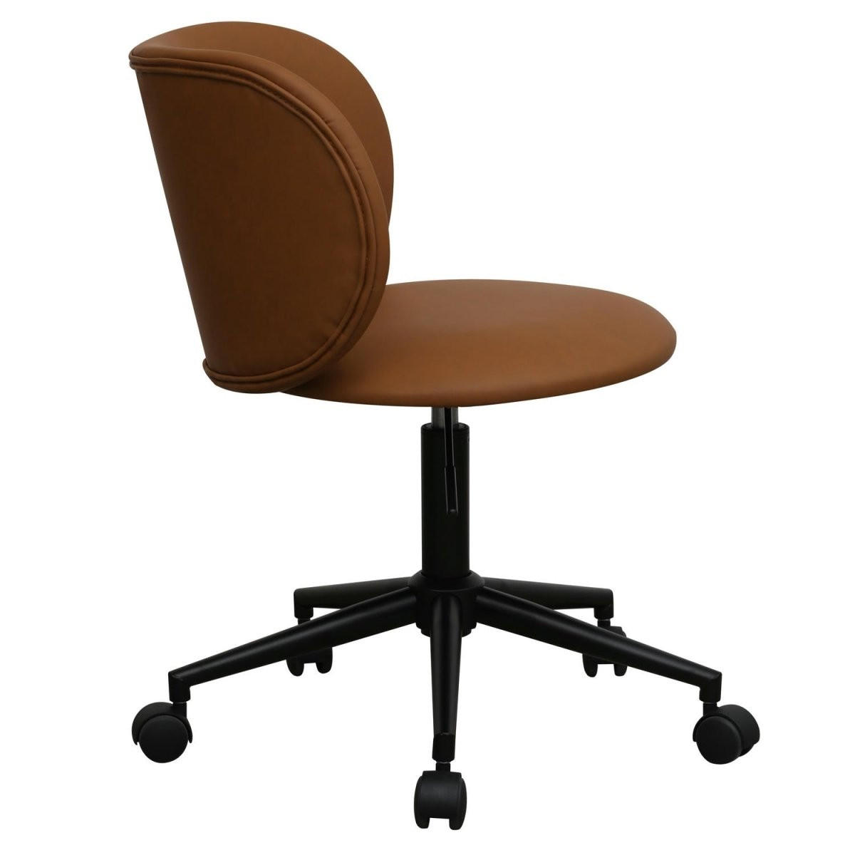 DREHSTUHL höhenverstellbar in Kunstleder Cognacbraun - Schwarz/Braun, Textil/Metall (57/71/56cm) - Furnhouse