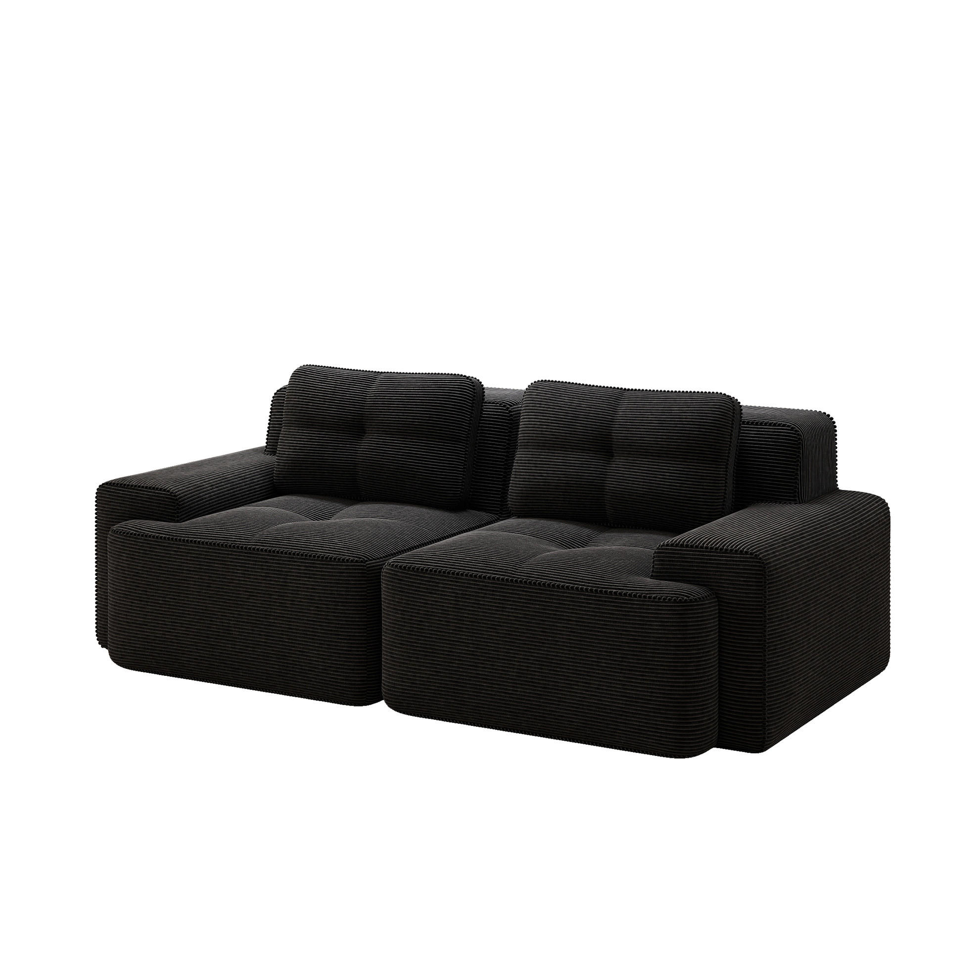 2-SITZER Sofa mit Tiefsitz, geschwungener Rückenlehne, rutschfester Basis und breiten Armlehnen, Schwarz - Schwarz, Textil (204/69/104cm) - Redom