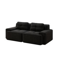 2-SITZER Sofa mit Tiefsitz, geschwungener Rückenlehne, rutschfester Basis und breiten Armlehnen, Schwarz - Schwarz, Textil (204/69/104cm) - Redom