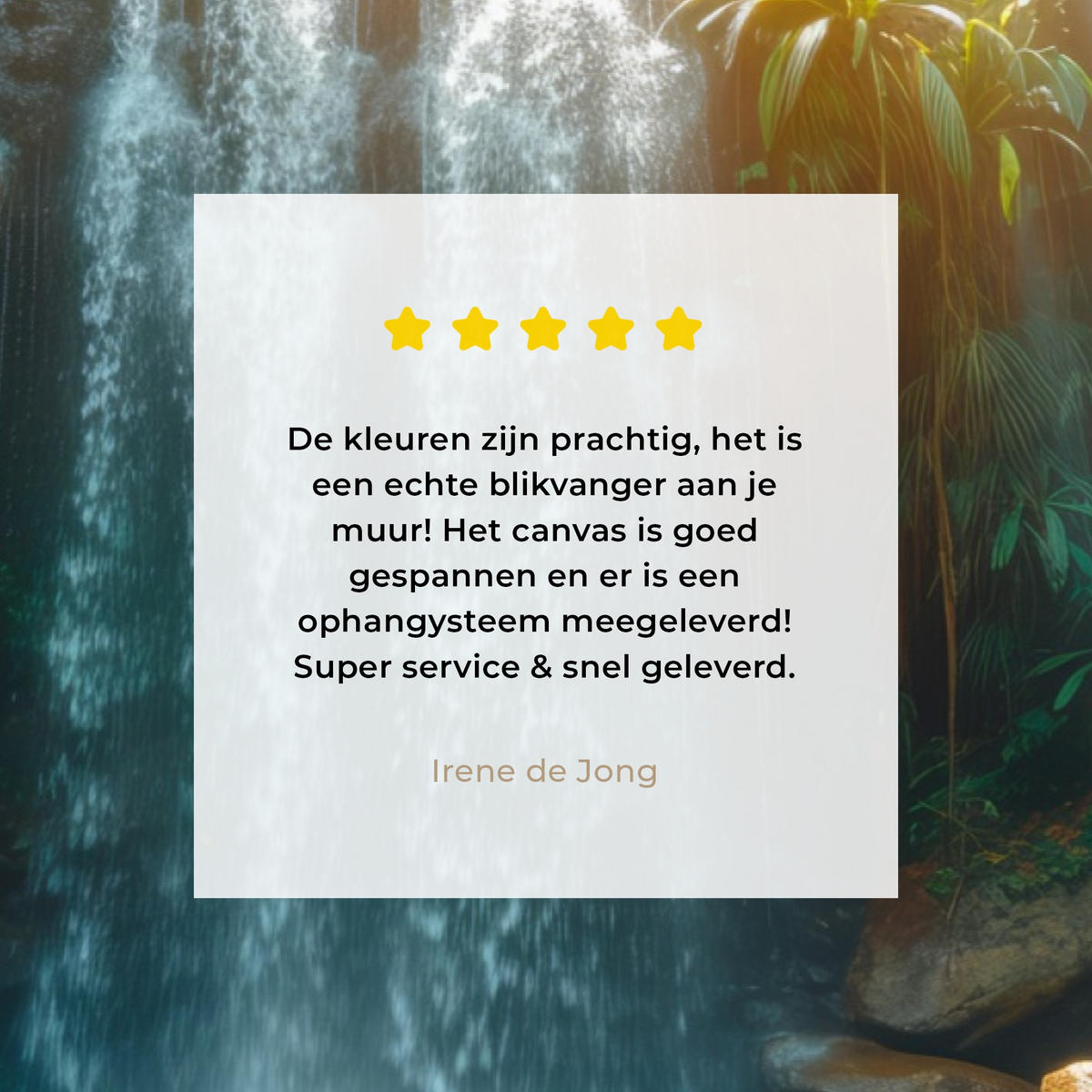 LEINWANDBILD Wasserfall - Dschungel - Sonne - Grün - Natur Wohnzimmer 120x80 cm - Grün, Textil (120/80cm) - MuchoWow