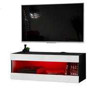 HÄNGEBOARD TV TIVOLI RTV2+RGB Offener Raum Schwarz + Weiß - Schwarz/Weiß, Glas/Holzwerkstoff (100/36/35cm) - Komodee
