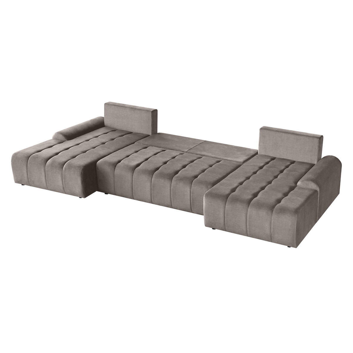 WOHNLANDSCHAFT Costa U Taupe - Taupe/Schwarz, Kunststoff/Textil (367/80/169cm) - Beautysofa