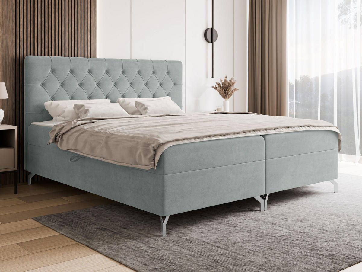 BOXBETT Guilette - H3 - Silberfarben/Hellgrau, Holz/Holzwerkstoff (160/200cm) - MIRJAN24