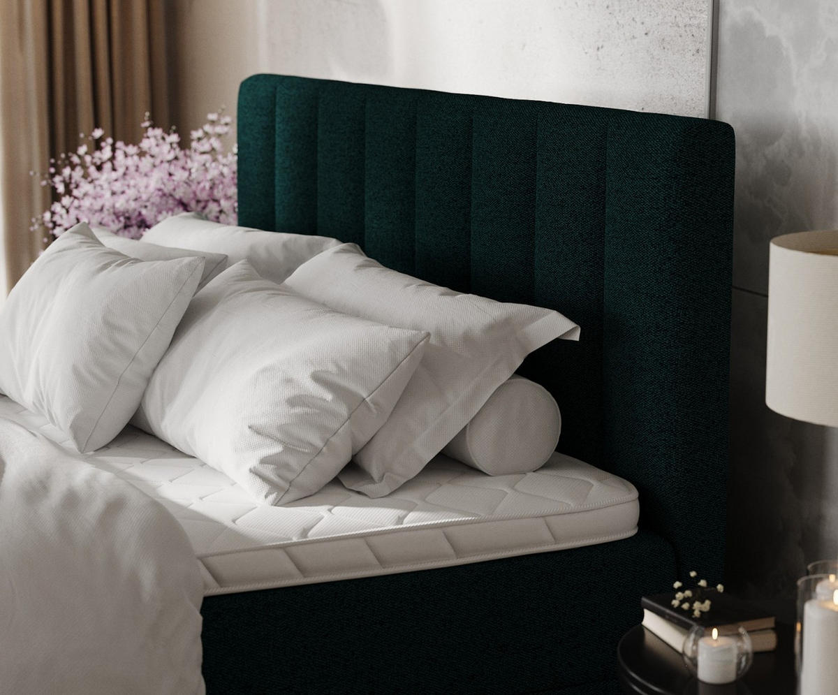 BOXBETT Lusso 180/200 cm Grün im Riva Stoff - Schwarz/Grün, Holz/Holzwerkstoff (180/200cm) - AltaBeds