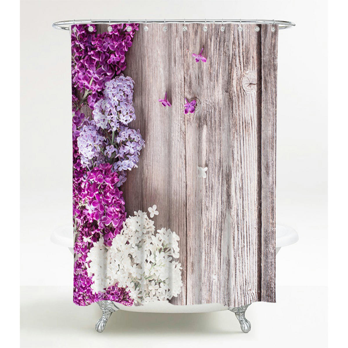 DUSCHVORHANG Flieder 180 x 200 cm - Violett, Textil (180/200cm) - Sanilo