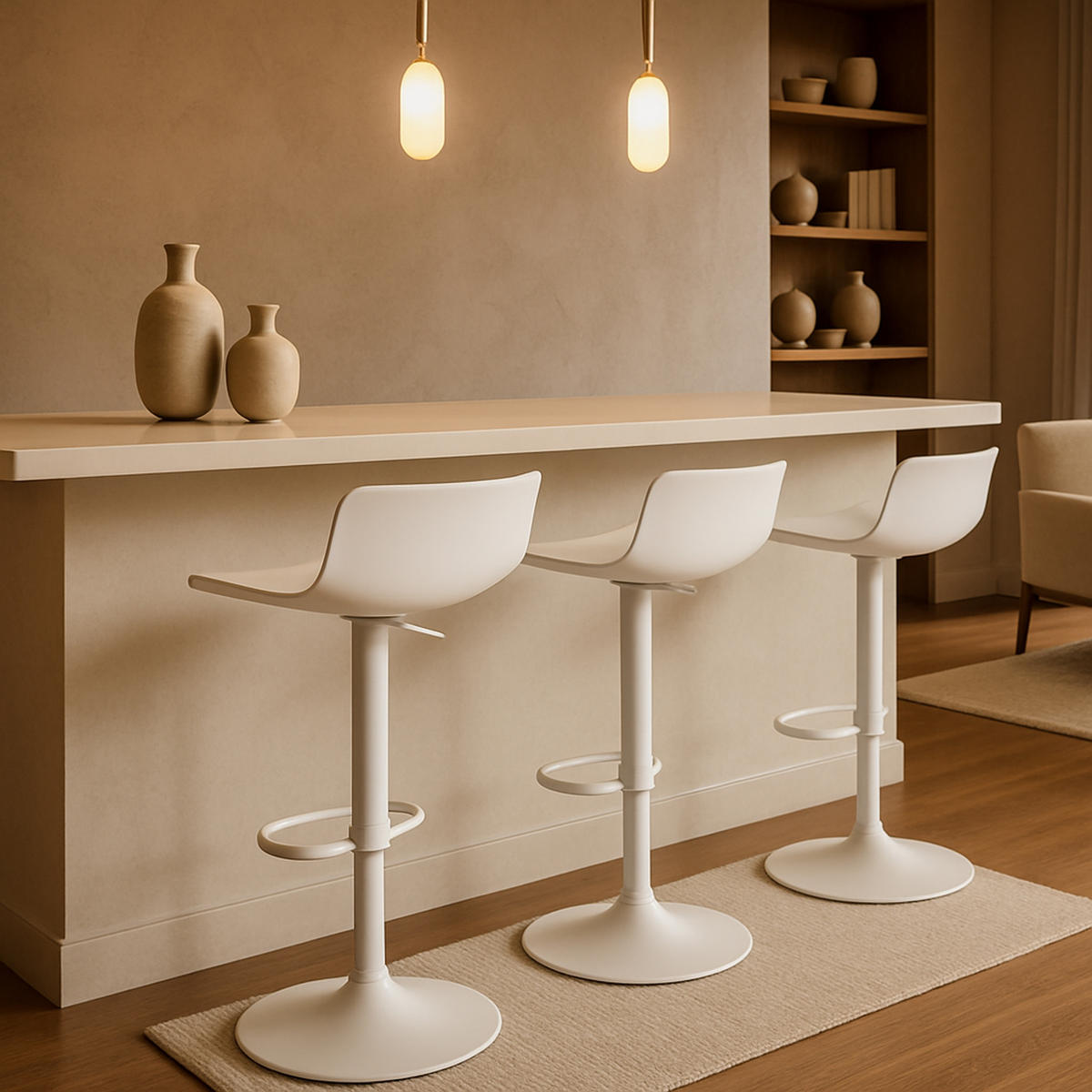 BARHOCKER 4er Set Averna weiß - Weiß, Kunststoff/Metall (43/94/44cm) - TPFLiving