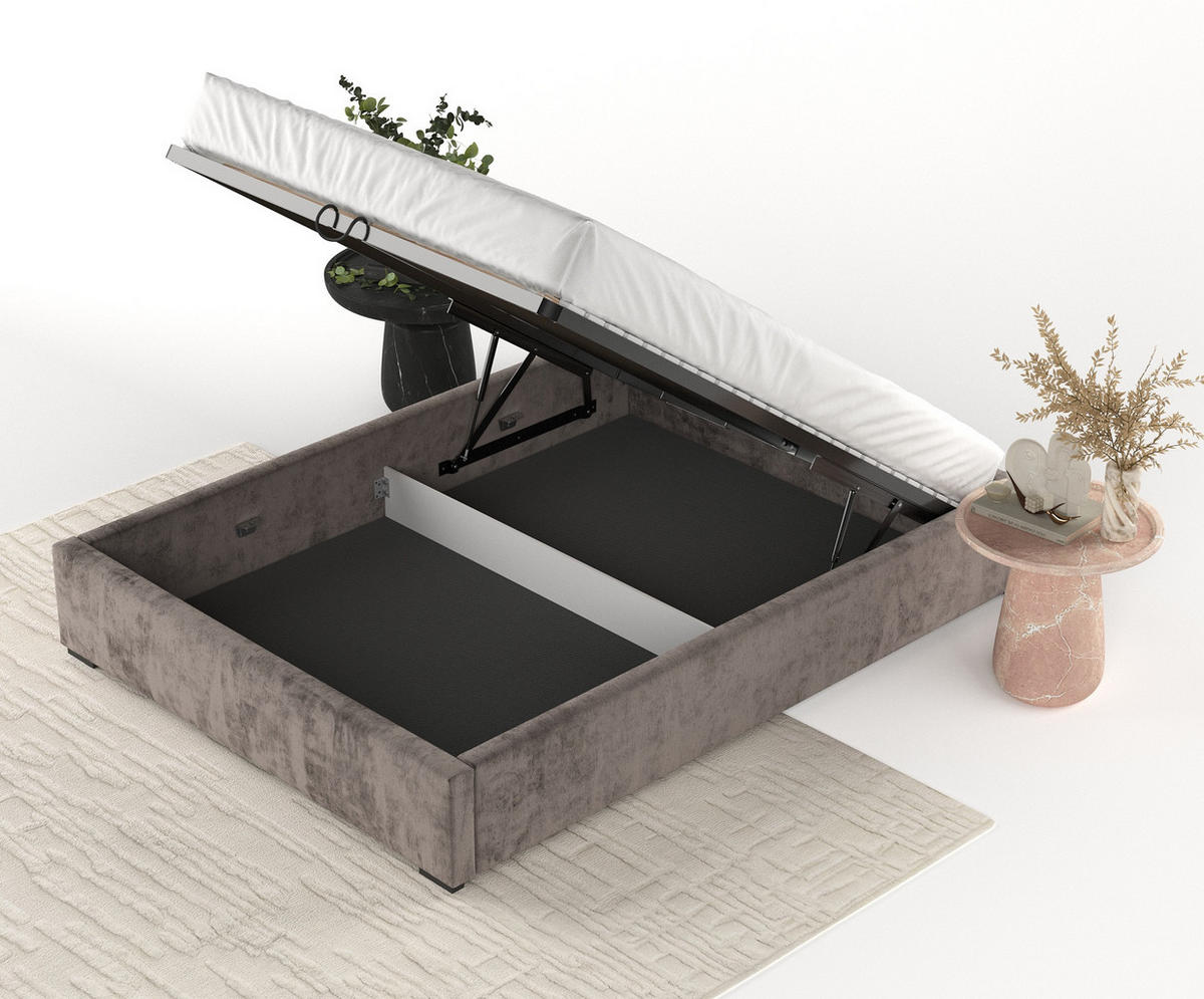 POLSTERBETT Maple Braun 140/200 cm im Chenille-Stoff - Schwarz/Naturfarben, Holz/Holzwerkstoff (140/200cm) - Maison de Reve