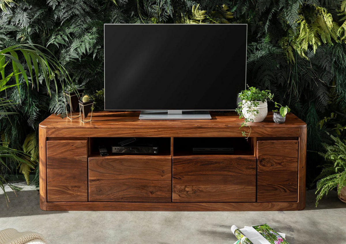 TV-BOARD Sheesham 178x40x58 walnuss gewachst TORONTO #221 - Walnussfarben, Holz (178/58/40cm) - Massivmoebel24