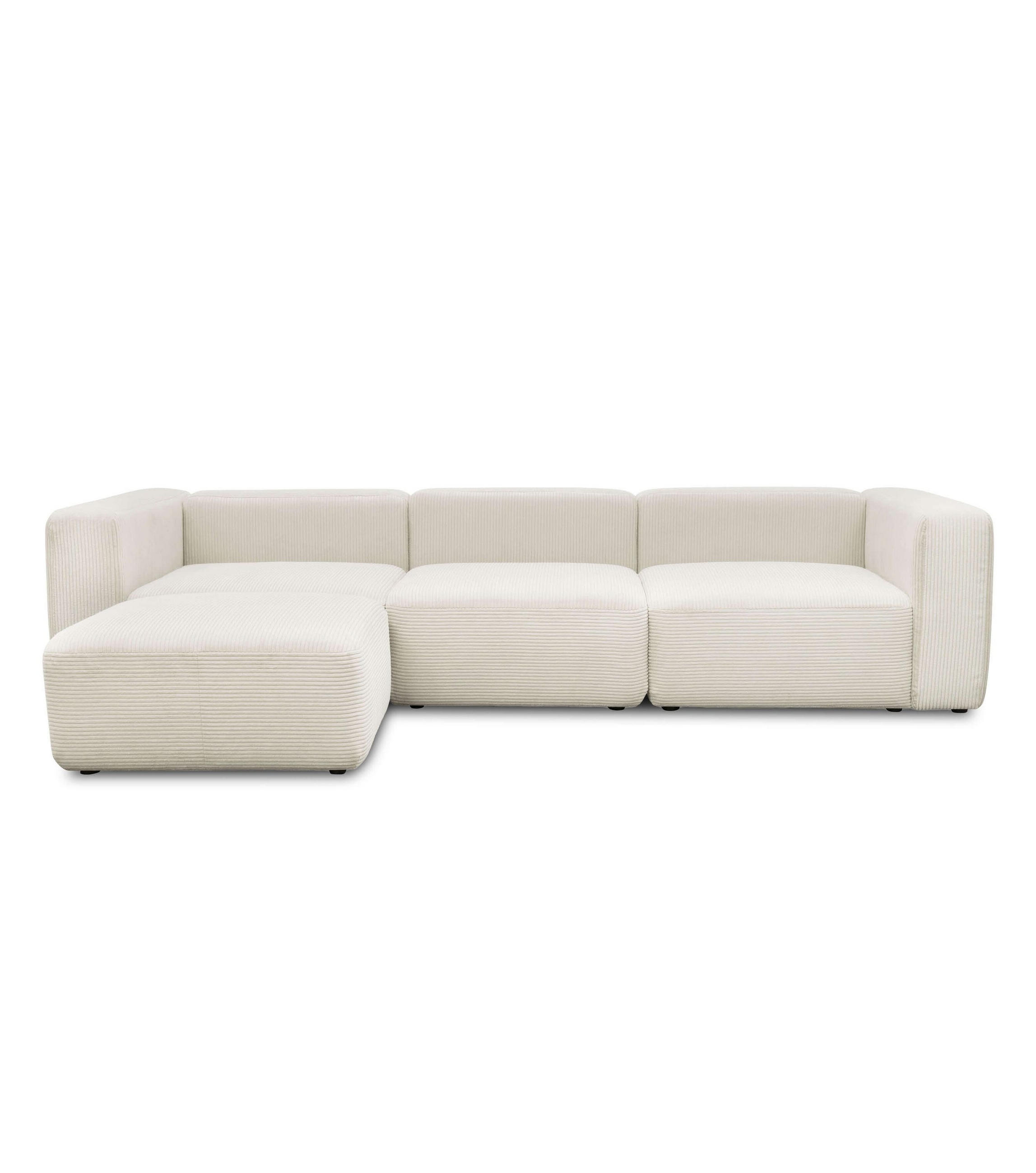 SOFA modular Cubo 4-Sitzer inkl. Hocker - Beige, Textil (314/201cm) - Mokebo