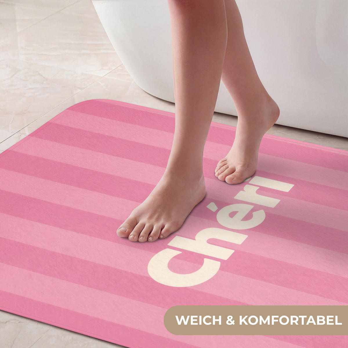 KOUPELNOVÁ PŘEDLOŽKA Pruhované - růžové - Chéri 60x90 cm - růžová, textil/plast (60/90cm) - OnlyWow