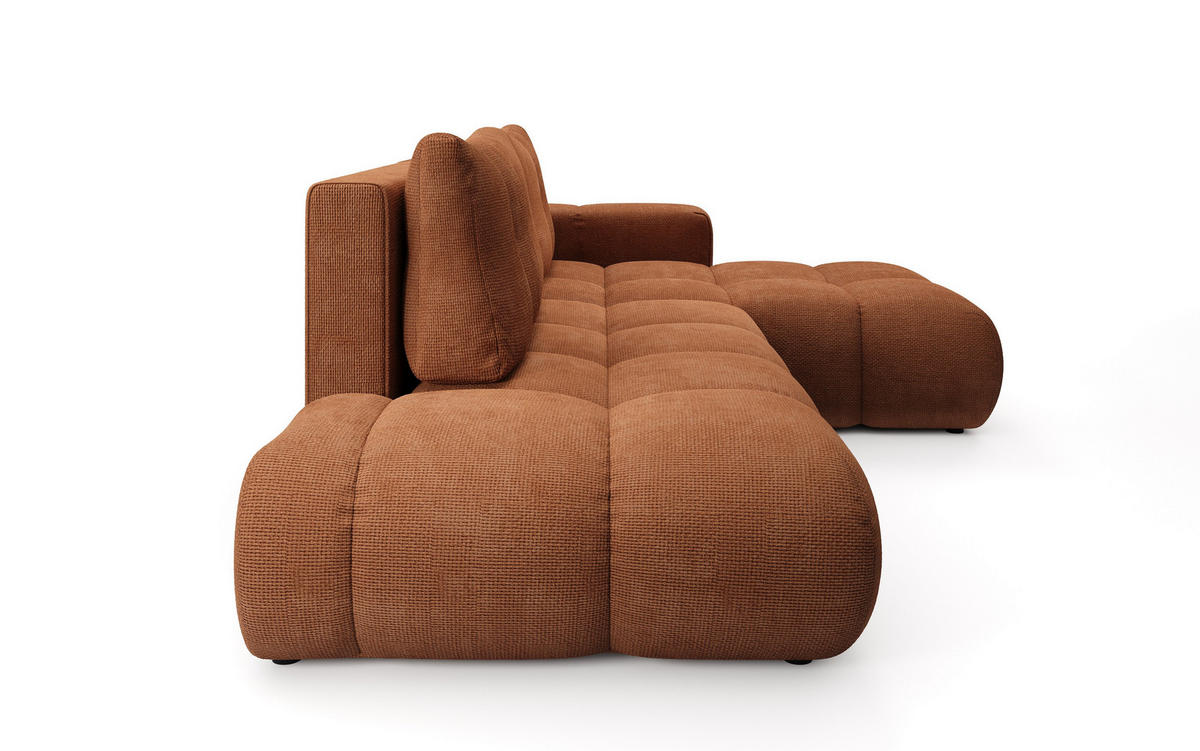 ECKSOFA DUCA R-S Orange Chenille mit Schlaffunktion - Orange, Holz (266.5/266.5cm) - MASSENO