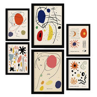 POSTER Set Mit 6 Zusammenfassung Picasso Matisse Inso A3 & A4 Schwarzer Rahmen - Schwarz, Papier (29/3cm) - Nacnic