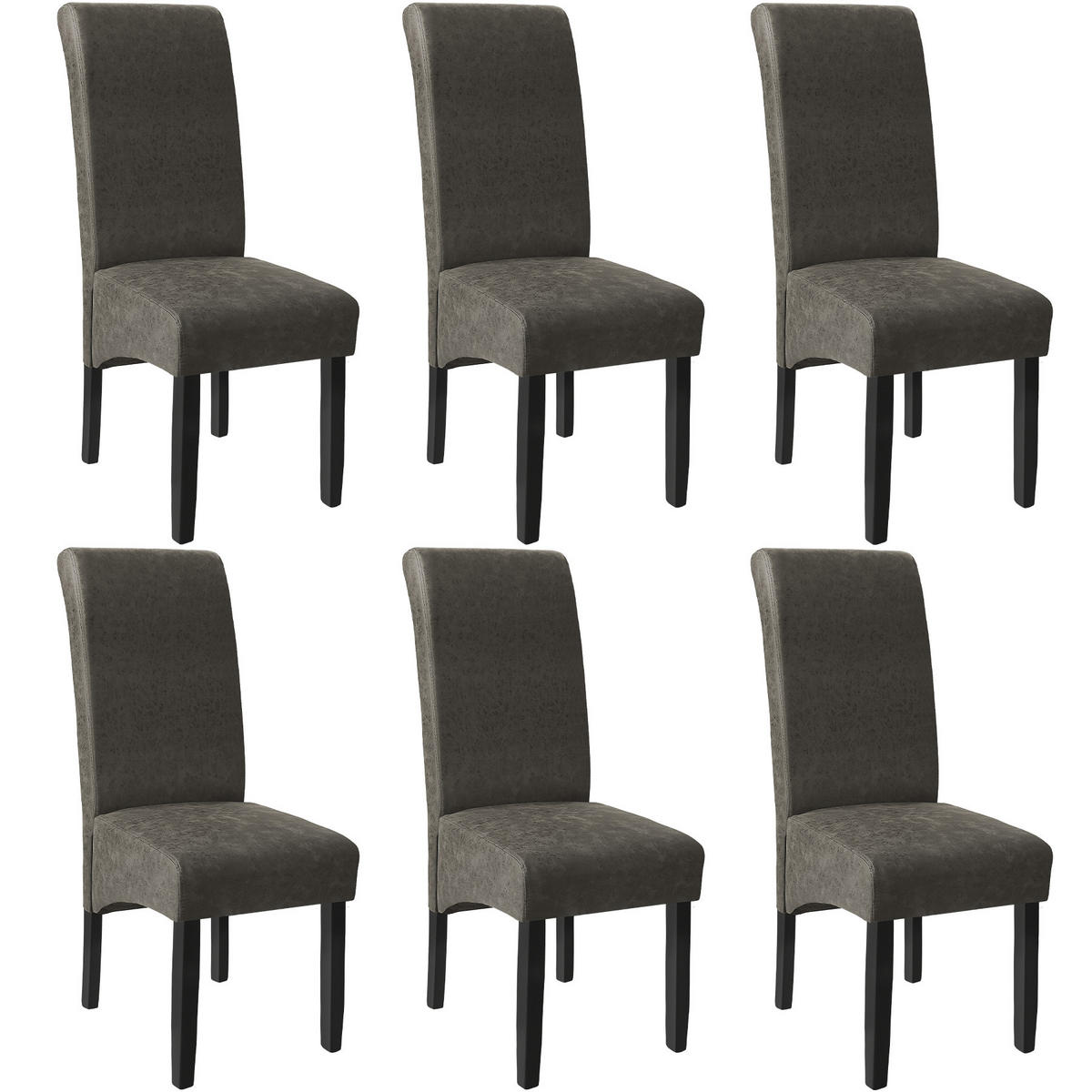 ESSZIMMERSTUHL 6er Set 44 x 63 x 106 cm grau marmoriert - Grau, Textil (44/106/45cm) - tectake