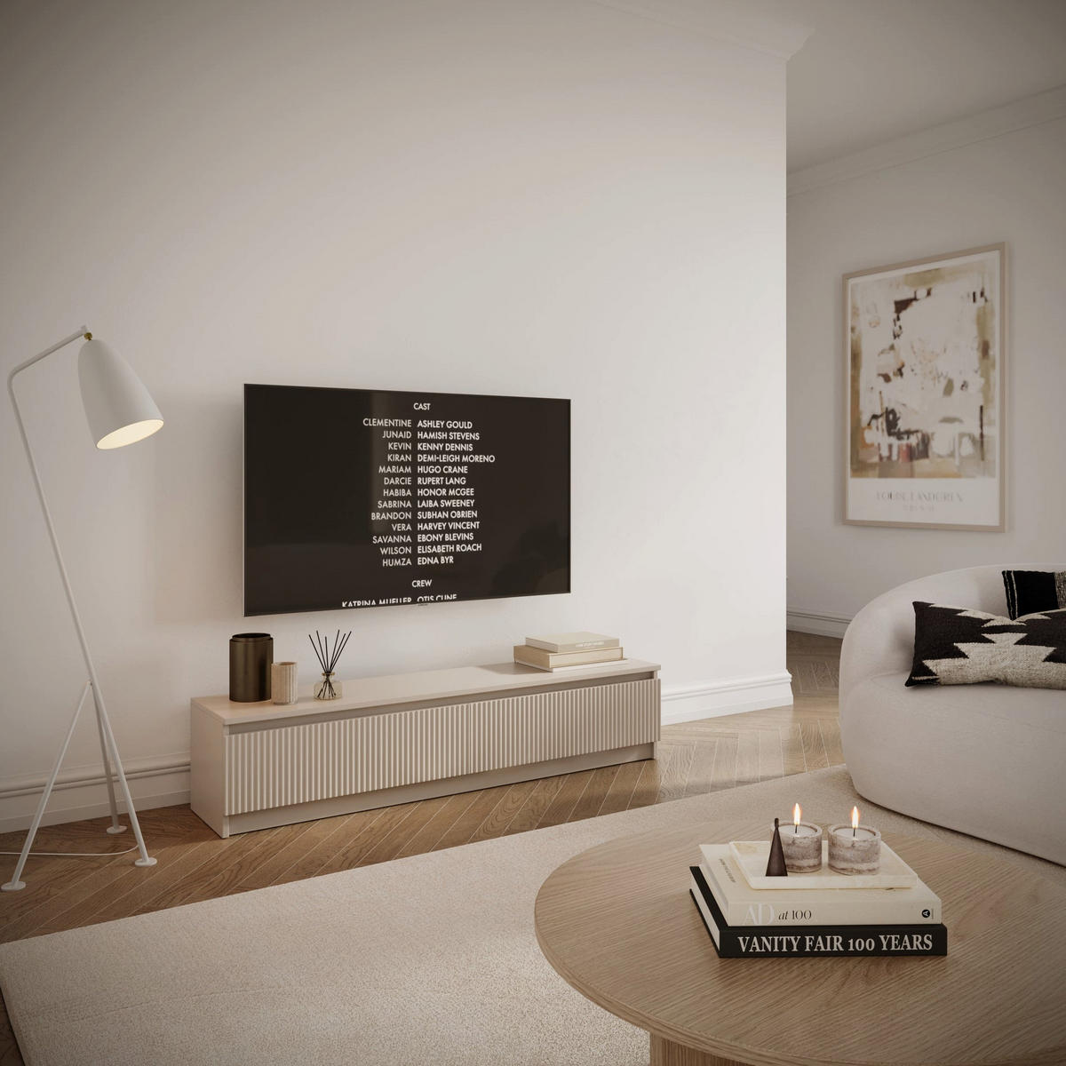 TV stolík Sandia kašmírovo sivý 137/30/30 cm - taupe, kompozitné drevo (138.6/30/30cm) - Selsey