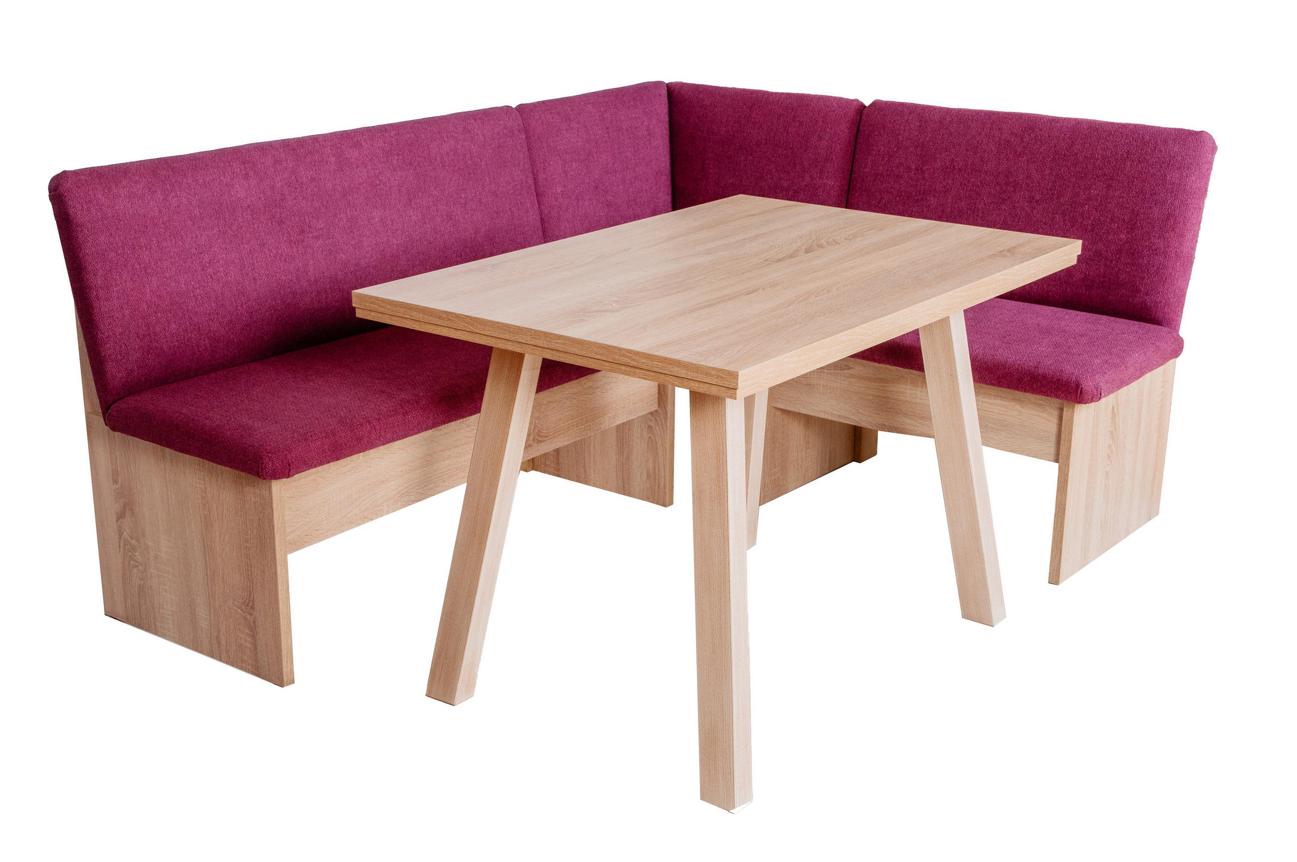 ECKBANKGRUPPE Die Vielseitige Tisch III - Eichefarben/Violett, Holzwerkstoff/Buchenholz (145/86/185cm) - Kundler Home