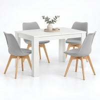 TISCHGRUPPE 120/80 cm Weiß mit 4 Stühlen grau - Weiß/Grau, Holz/Kunststoff (80/80/120cm) - Homestyle4u