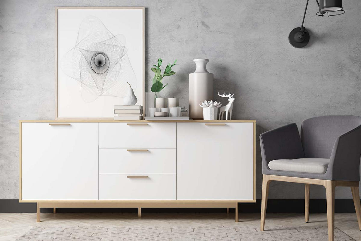 SIDEBOARD Fyn Weiß Im Skandinavischen Stil - Weiß, Metall (175/80/41cm) - Concept Usine